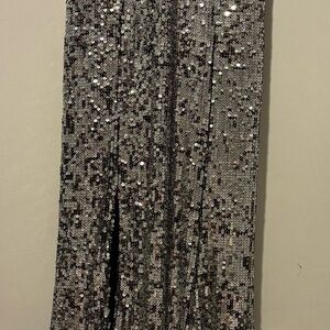 NWOT Dress the Population Silver Sequin Maxi Dress Sz XS